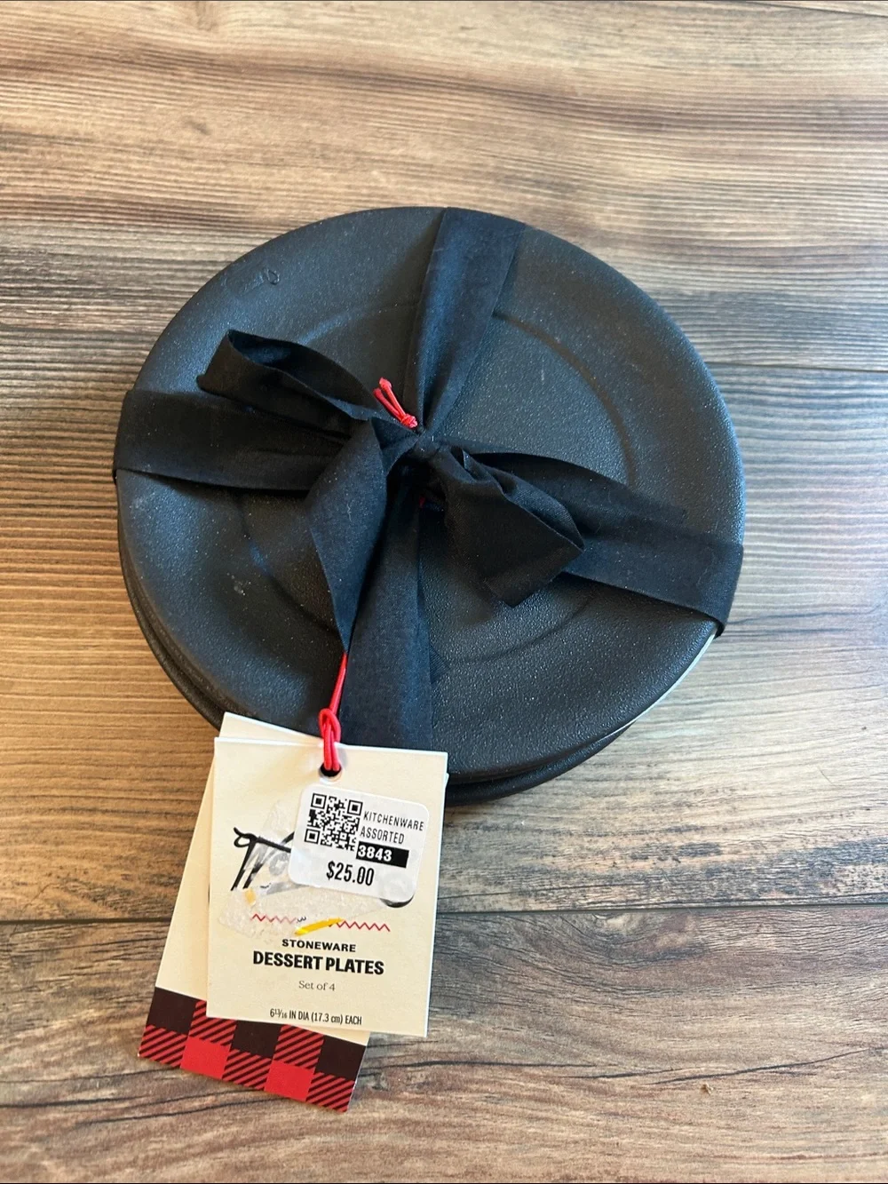 Black Stoneware Dessert Plates Set of 4 - Unbranded